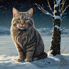 cat in snow