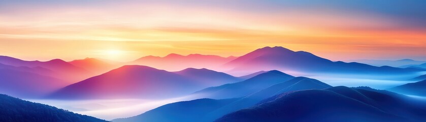Fototapeta premium Breathtaking mountain view during sunrise with vibrant colors and serene atmosphere.