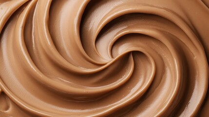 Creamy Chocolate Spread Swirling in Smooth Texture Close-Up