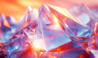 Crystal surfaces with sharp, refracted light, Generative AI