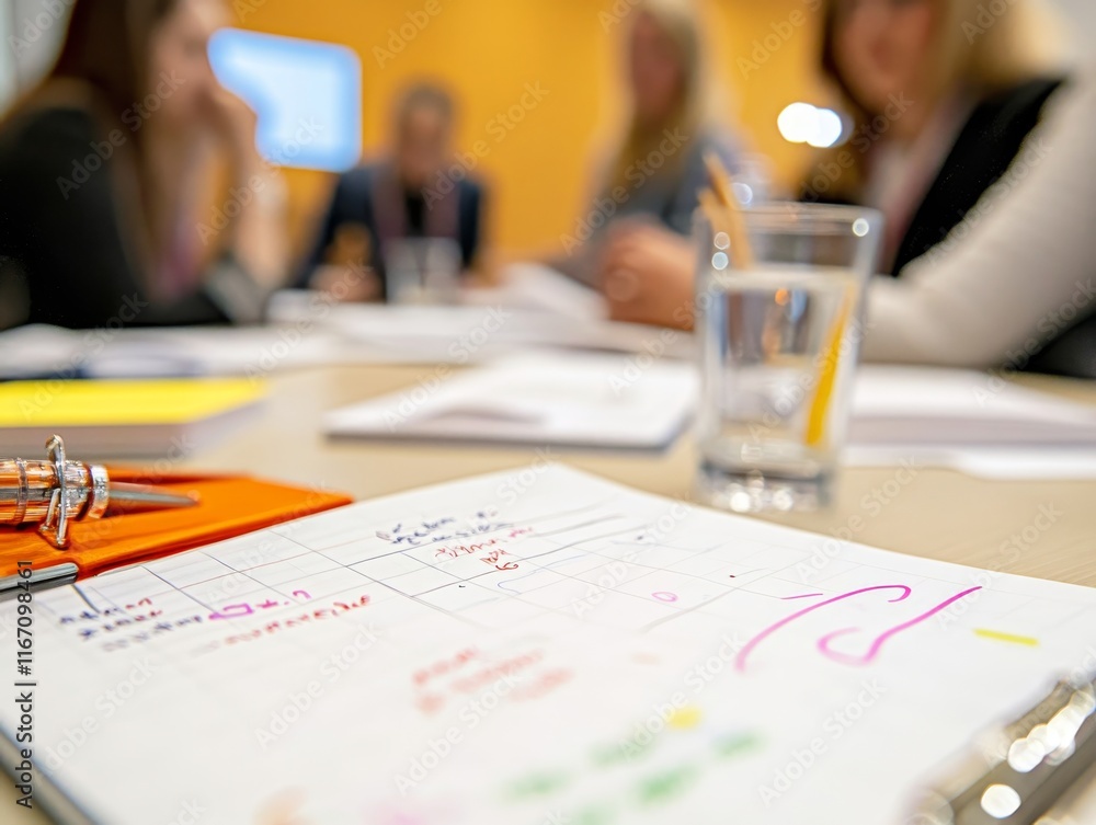 Poster close up of handwritten notes on notepad highlighting key takeaways from corporate event learning