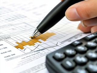 Business finance analysis  accountant evaluating reports and growth charts for strategic investment