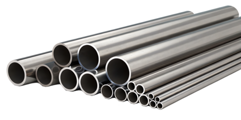 a group of metal pipes isolated on white background PNG.AI GENERATED