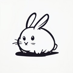 Cute Cartoon Bunny Illustration with Simple Lines and Exaggerated Features Ideal for Children's Books, Greeting Cards, and Fun Graphic Designs