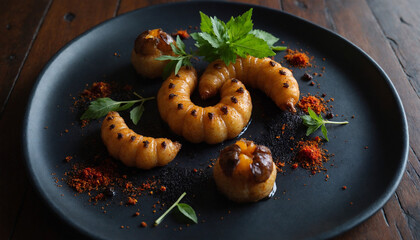 Witchetty Grub Grilled Australian Bush Tucker Close-up Gourmet Dish