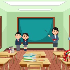 teacher and students in classroom