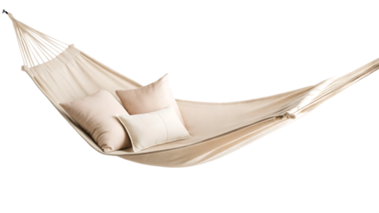 a hammock with pillows isolated on white background PNG.AI GENERATED