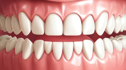 Realistic vector showing clean, strong white teeth protected by fluoride, an element that aids in preventing decay