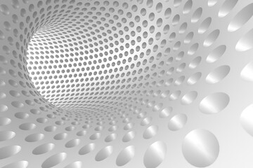 Abstract geometric tunnel with circular patterns for futuristic design projects. 3d render.