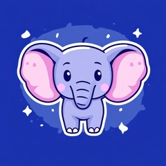 Naklejka premium Adorable Cartoon Elephant Character with Big Ears Illustrating Playfulness and Charm Ideal for Children's Products and Educational Materials