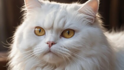 Obraz premium a white persian cat, The adorable white Persian cat is in the living room at home. Pet Animal Concept.