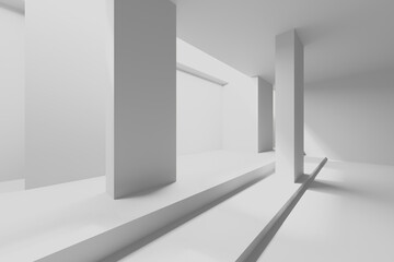 Abstract minimalist architectural interior design with geometric shapes. 3d render