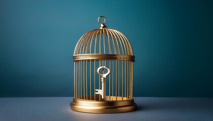 gold cage with bird