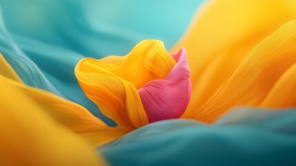 Fototapeta premium Abstract Colorful Fabric Texture Yellow Teal Pink Drape