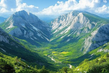 Majestic Mountain Landscape in Romanticism Style at Gola di Gorropu Canyon Supramonte Mountains Sardinia Italy