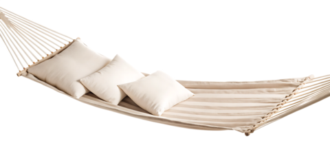 a hammock with pillows isolated on white background PNG.AI GENERATED
