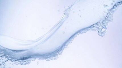 Clear water splash in motion on a light blue background. freshness and purity concept