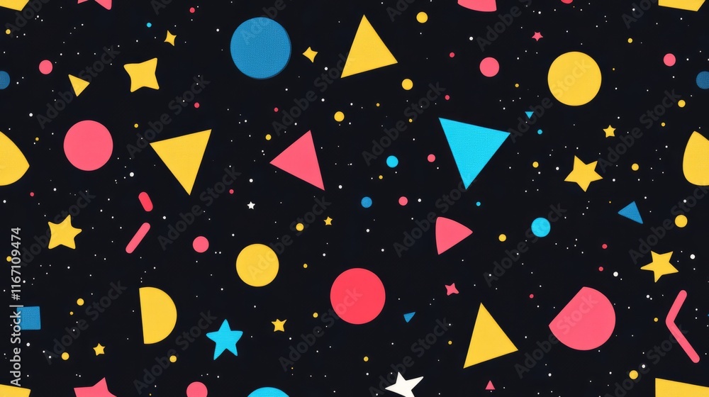 Poster fun colorful geometric shape seamless pattern. creative abstract children style art background for k