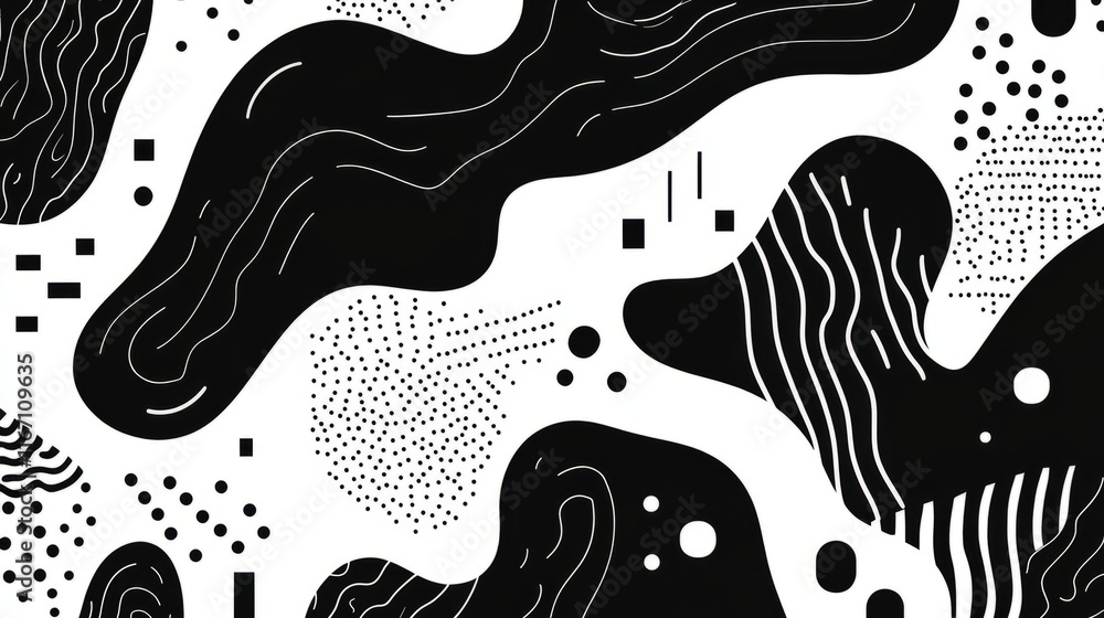 Poster fun line doodle seamless pattern. creative abstract squiggle style drawing background for children o