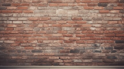 Classic brick wal with a rough texture space , golden hour lighting, light teal background,generative ai illustration
