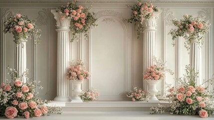 Luxurious Floral Arrangement Wedding Ceremony Backdrop Classic Interior Wall Decoration