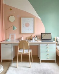 Cozy Modern Home Office with Stylish Decor and Minimalist Design