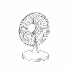 Classic Table Fan: A vintage table fan, drawn in a minimalist style, provides a refreshing breeze and a touch of nostalgia.  
