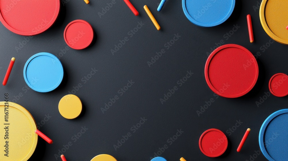 Aufkleber colorful geometric shapes on a dark background create a vibrant visual pattern for creative projects