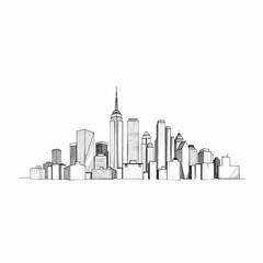 NYC Skyline Sketch: A minimalist pencil sketch captures the iconic New York City skyline, showcasing its architectural grandeur and urban energy.