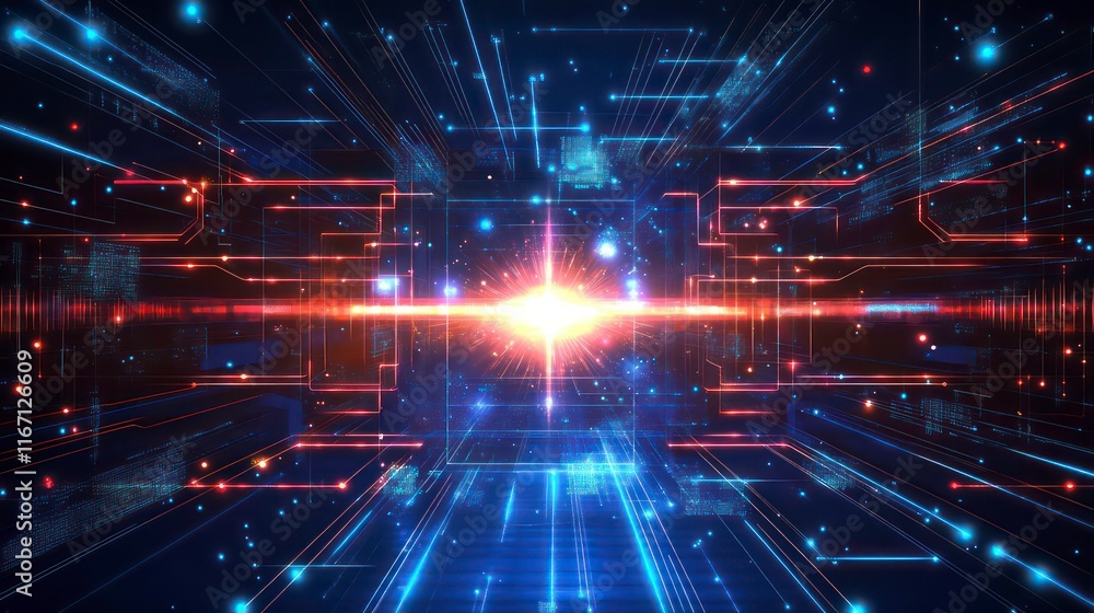 Poster vector abstract science futuristic energy technology concept digital image of light rays stripes lin