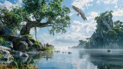 Fototapeta premium ã‚²ãƒ¼ãƒ&nbsp;èƒŒæ™¯ å’Œé¢¨æœ±å¡—ã‚Šã®é³¥å±…ãŒã‚ã‚‹é¢¨æ™¯ --ar 16:9 --v 6 Job ID: 90ee1291-5972-4677-9d63-0806388683cd