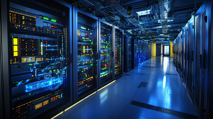 Fototapeta premium AI-driven cloud-based network optimization platform for ensuring efficient resource allocation, reducing latency, and improving user experience.