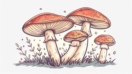 Minimalistic Hand Drawn Mushroom Sketch Concept for Design Projects