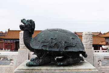 Bronze turtle sculpture at the Forbidden City in Beijing, China