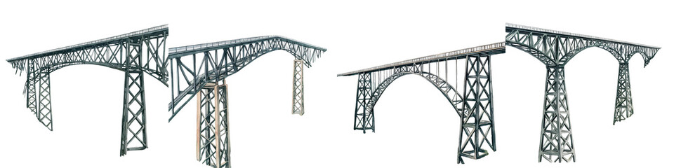 Expansive industrial power grid infrastructure with towering steel bridges transmission lines and electricity pylons silhouetted against a dramatic cityscape backdrop