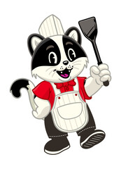Happy Chef Cat Mascot Character