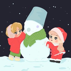 children playing in snow