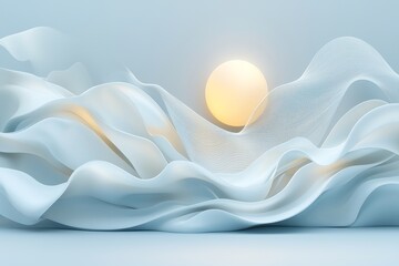 Abstract Blue Wave Background 3D Render Soft Light Elegant Design