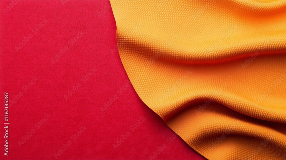 Poster striking red and orange gradient with bold textured patterns