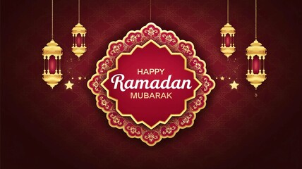Naklejka premium Elegant Happy Ramadan Mubarak Greeting Banner
