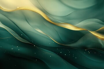 Elegant swirls of turquoise and gold dance across a serene backdrop, capturing the essence of tranquility and artistic expression. Generative AI