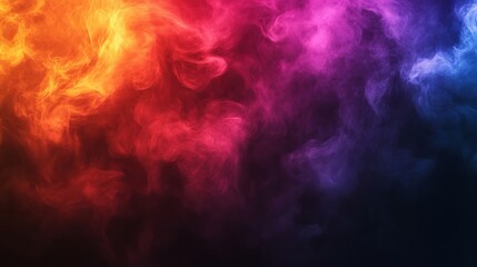 Obraz premium Vibrant color gradient abstract pattern on black background, grainy texture poster design, copy space, Generative AI