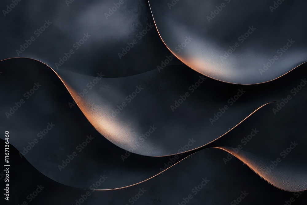 Poster sculpted curves and shadows create an intriguing interplay of light in a modern abstract design. gen