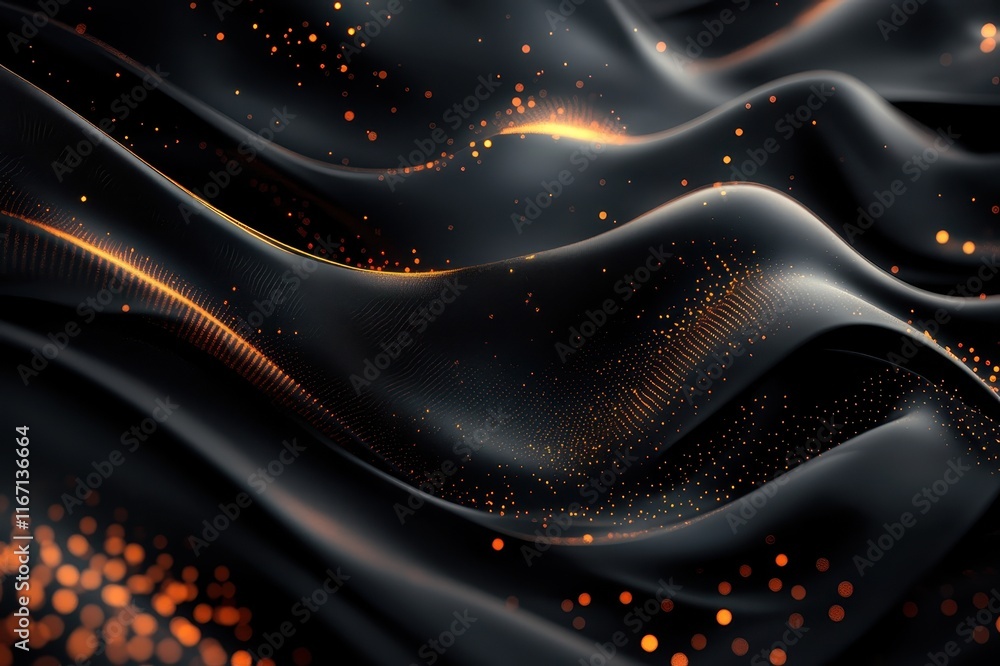 Poster waves of shimmering fabric dance gracefully under soft light, creating a mesmerizing interplay of sh