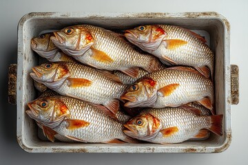 Fresh Raw Tilapia Fish in Cooler Photorealistic Food Stylistic Photography
