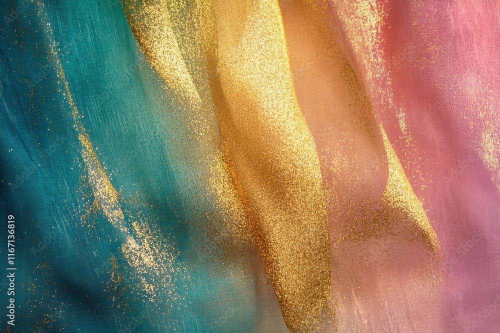 Poster vibrant swirls of color and gold create a mesmerizing abstract display. generative ai