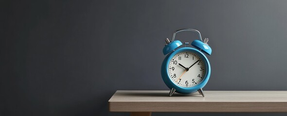 Blue Alarm Clock on Table