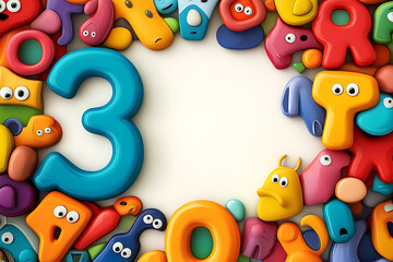 Fototapeta premium A colorful arrangement of letters and numbers with a blank center for creative use.