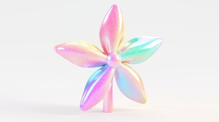 Fototapeta premium Vibrant 3D Pinwheel Icon with Y2K Playful Essence and Sparkly Effects
