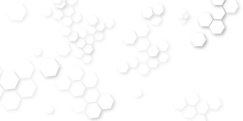 3D Futuristic abstract honeycomb mosaic white background, Abstract white and grey background, honeycomb white Background, Luxury white hexagon, white pattern with circles background.